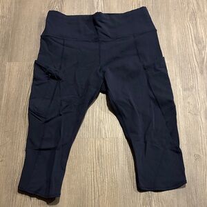 Navy Athleta Cropped Leggings with Pockets
